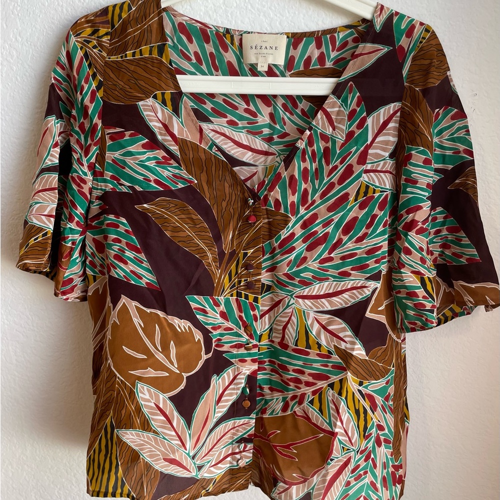 Sezane aretha silk blouse